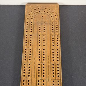 Vintage Wooden Cribbage Board Crib Cards